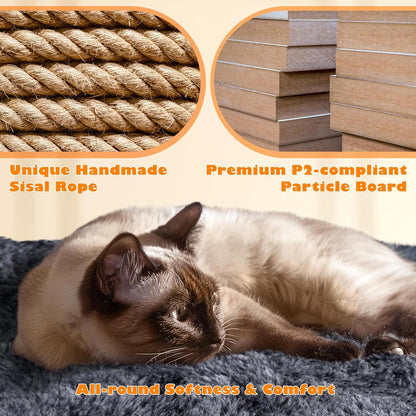 62.5Inches Cat Tree Cat Tower Cat Condo with Platform & Hammock, Scratching Posts for Kittens Pet Play House with Plush Perch for Indoor Activity Relaxing, Dark Gray